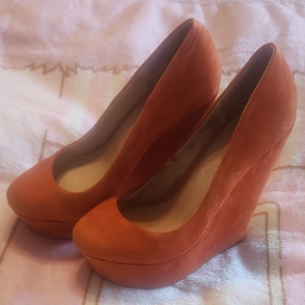 Aldo Orange Wedge Shoes